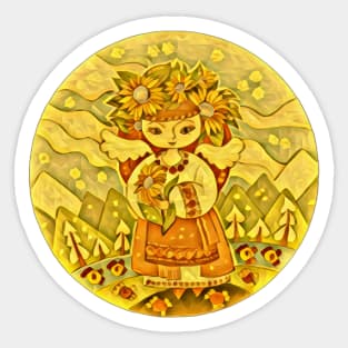 Angel girl orange christmas decor Sticker